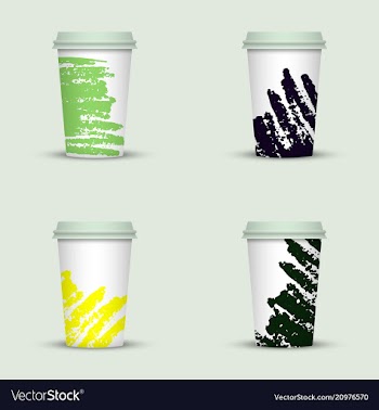 Creative watercolor coffee cup set vector image