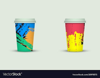 Creative watercolor coffee cup set vector image