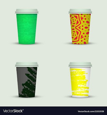 Creative watercolor coffee cup set vector image