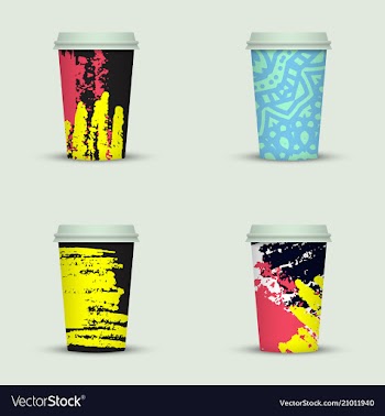 Creative watercolor coffee cup set vector image