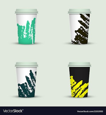 Creative watercolor coffee cup set vector image