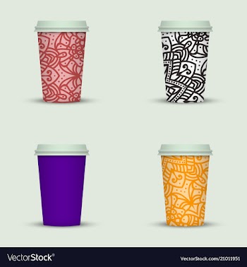 Creative watercolor coffee cup set vector image