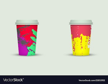 Creative watercolor coffee cup set vector image