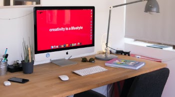 Creative work station in design studio