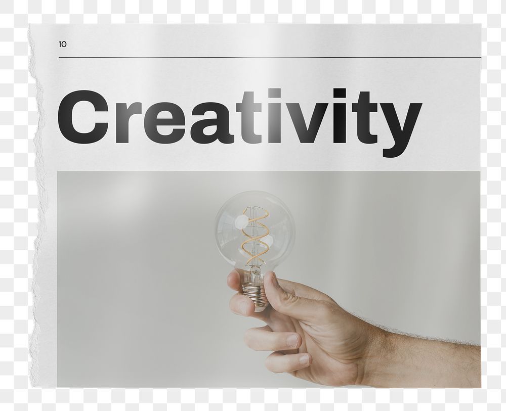 Creativity newspaper png sticker, hand | Free PNG - rawpixel