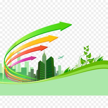 Creativity Royalty-free Brochure - Vector arrows and green building 