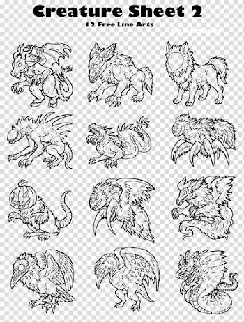 Creature sheet  free line art transparent background PNG clipart