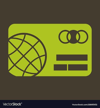 Credit card icon with globe image in flat style vector image