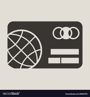 Credit card icon with globe image in flat style vector image
