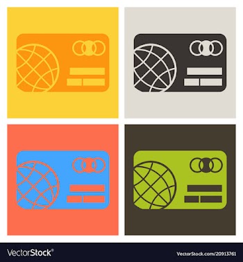 Credit card icon with globe image in flat style vector image