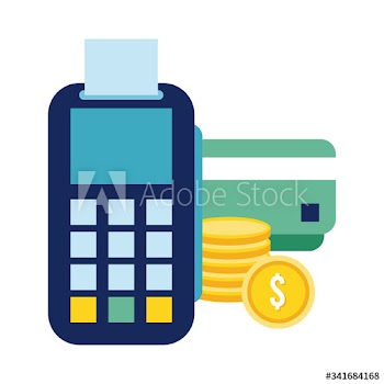credit card with voucher flat style icon