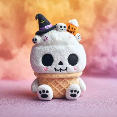 Creepy Cute Skeleton Ice Cream Plush Toy for Halloween