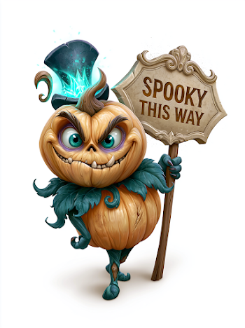 Creepy Pumpkin with Neon Blue Top Hat
