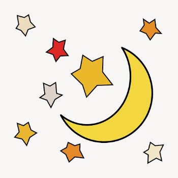 Crescent moon doodle sticker, space | Free Vector - rawpixel