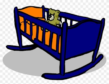 Crib Cradle Blue Baby Teddy Orange Pillow - Baby Cradle Clip Art