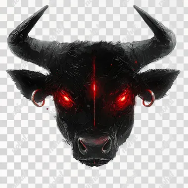 Crimson Fury: The Ominous Bull Icon for Horror Games