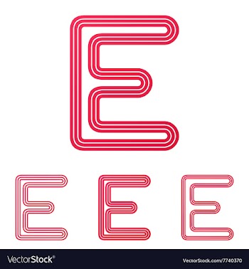 Crimson line e logo design set vector image