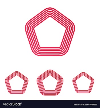Crimson line pentagon logo design set vector image