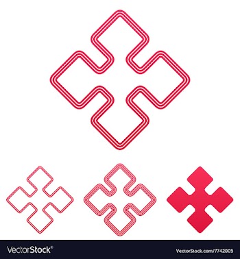 Crimson line research logo design set vector image