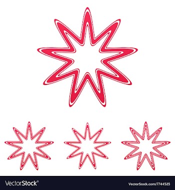 Crimson line star logo design set vector image