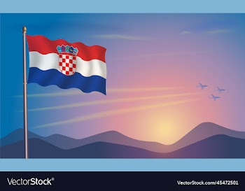croatia flag in the morning sun