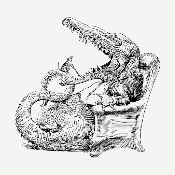 Crocodile at the dentist drawing, | Free PSD - rawpixel