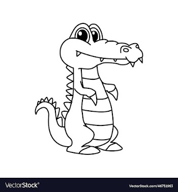 crocodile cartoon coloring page for kids