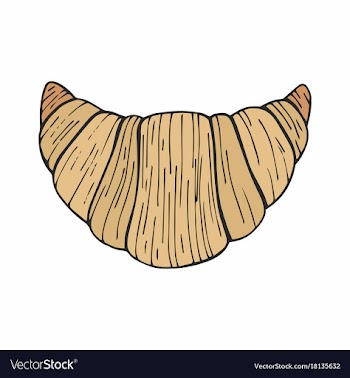  					Croissant hand drawing vector image														
