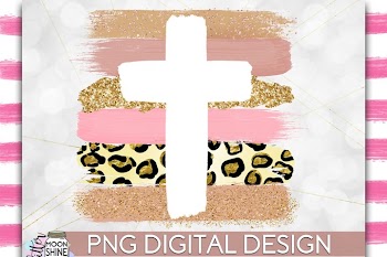 Cross Leopard Brush Strokes PNG Sublimation Design
