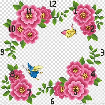Cross-stitch Clock, Color clock transparent background PNG clipart
