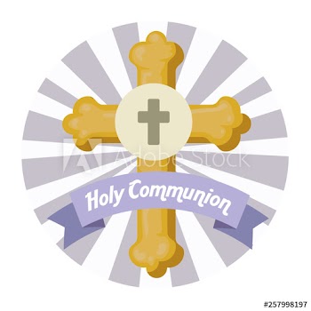 cross with holy host with ribbon to first communion