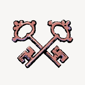 Crossed keys collage element, vintage | Free PSD Illustration - rawpixel