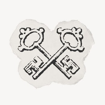 Crossed keys drawing, ephemera ripped | Free PSD Illustration - rawpixel