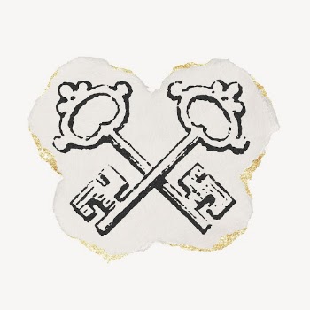 Crossed keys drawing, torn paper, | Free Photo Illustration - rawpixel