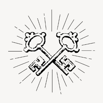 Crossed keys drawing, vintage object | Free PSD Illustration - rawpixel