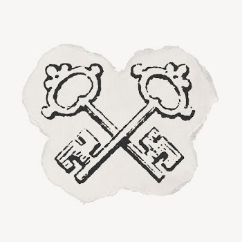 Crossed keys ephemera drawing, torn | Free Photo Illustration - rawpixel