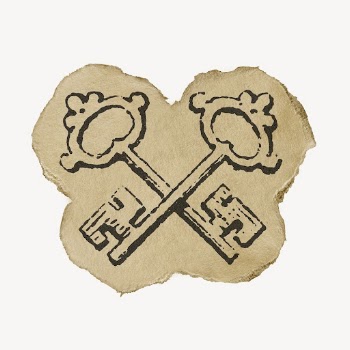 Crossed keys ephemera drawing, torn | Free Photo Illustration - rawpixel