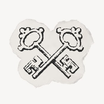 Crossed keys ephemera ripped paper | Free Vector Illustration - rawpixel