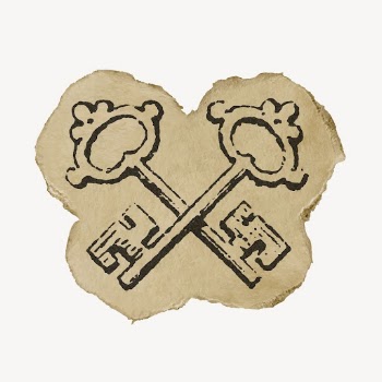 Crossed keys ephemera ripped paper | Free Vector Illustration - rawpixel