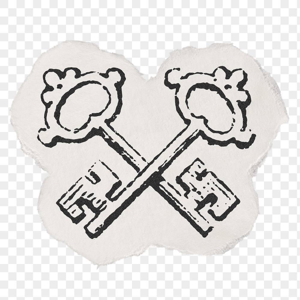 Crossed keys png sticker, ripped | Free PNG Illustration - rawpixel