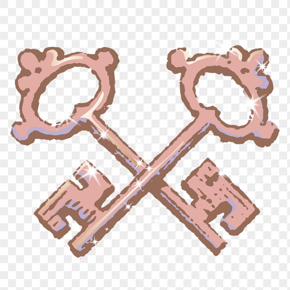 crossed keys png sticker, sparkly | Free PNG Illustration - rawpixel