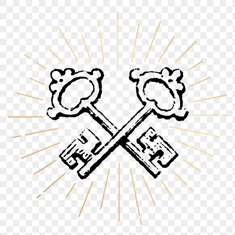 Crossed keys png sticker, vintage | Free PNG Illustration - rawpixel