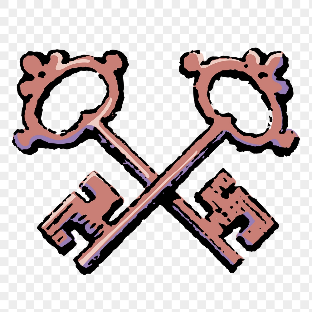 Crossed keys png sticker, vintage | Free PNG Illustration - rawpixel