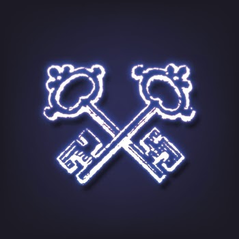 Crossed keys, purple neon, object | Free Photo - rawpixel