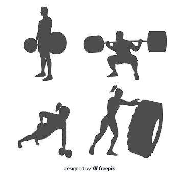 Crossfit training man and woman silhouettes collection Free Vector