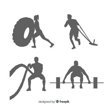 Crossfit training man and woman silhouettes collection Free Vector