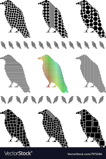 Crow Silhouette Set vector image