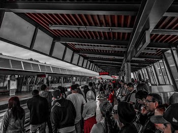 crowd of people in subway