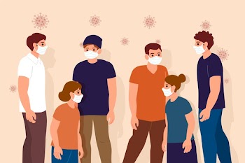Crowd of people wearing face masks Free Vector