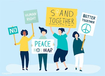 Crowd of protesters carrying protesting signs | Free stock vector - 478227